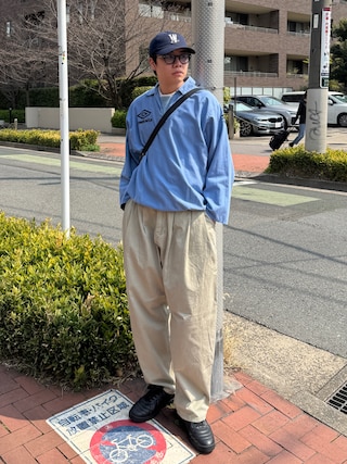 「WOOALONG（ウアロン）の【日本未発売/WEB限定】WOOALONG(ウアロン)/シグネチャー ロゴ ベースボール キャップ サイズ調整可能/Signature Logo ball cap（キャップ）」を使った、Z(ゼット) さん（メンズ・182cm）の春コーディネート