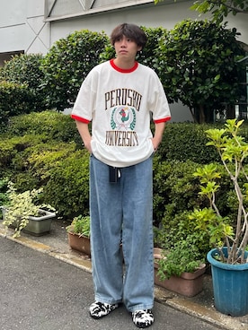 「INTER FACTORY（インターファクトリー）のアイテム（パンツ）」を使った、Z(ゼット) さん（メンズ・182cm）の夏コーディネート