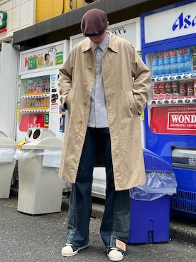 「冬コーデ」｜「アイテム（ハンチング/ベレー帽）」を使った、Z(ゼット) さん（メンズ・182cm）の秋コーディネート