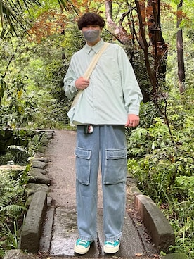 「INTER FACTORY（インターファクトリー）のアイテム（パンツ）」を使った、Z(ゼット) さん（メンズ・182cm）の春コーディネート