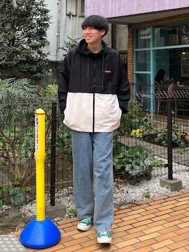 「JUNRED（ジュンレッド）のアイテム（ナイロンジャケット）」を使った、Z(ゼット) さん（メンズ・182cm）の春コーディネート