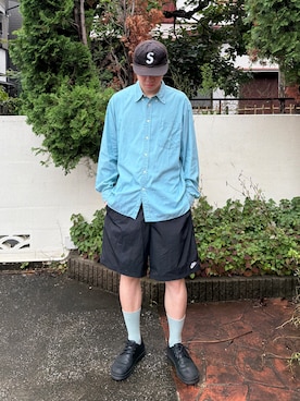「NIKE（ナイキ）のナイキ スポーツウェア クラブ メンズ スポーツ ショートパンツ / Nike Sportswear Club Men's Sport Shorts IF0845-010 Black（その他パンツ、ブラック系）」を使った、Z(ゼット) さん（メンズ・182cm）の夏コーディネート
