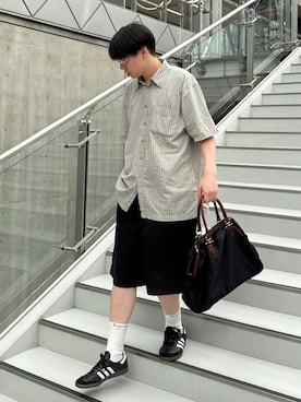 「adidas（アディダス）のサンバ OG / SAMBA OG / アディダスオリジナルス adidas Originals スニーカー（スニーカー、ブラック系）」を使った、Z(ゼット) さん（メンズ・182cm）の夏コーディネート