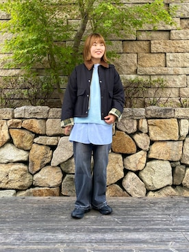 「アイテム（その他アウター、ブラック系）」を使った、wakaさん（レディース・158cm）の秋コーディネート