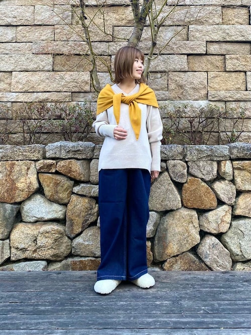 青と黄のニットストール セール】ウールカシミヤニットストール（ストール/ショール）｜URBAN