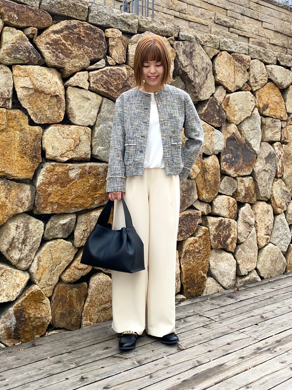 URBAN RESEARCH ツイードノーカラージャケット