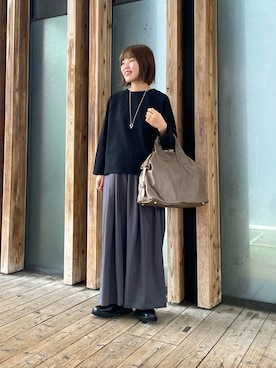 「URBAN RESEARCH（アーバンリサーチ）のレザーボストンバッグ（ボストンバッグ）」を使った、wakaさん（レディース・158cm）の冬コーディネート