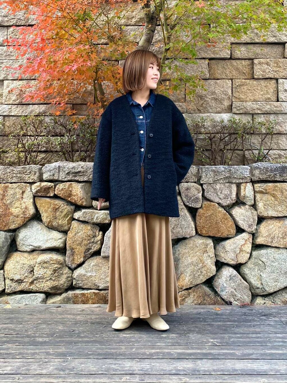 ループヤーンウールコクーンコートを使った人気ファッション