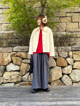 「アイテム（イヤーマフ）」を使った、wakaさん（レディース・158cm）の秋コーディネート