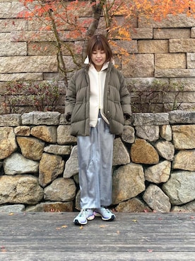 「寒い」｜「アイテム（ダウンジャケット/コート）」を使った、wakaさん（レディース・158cm）の冬コーディネート