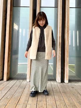 「アイテム（その他アウター、ホワイト系）」を使った、wakaさん（レディース・158cm）の秋コーディネート