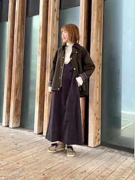 「アイテム（その他アウター、グリーン系）」を使った、wakaさん（レディース・158cm）の秋コーディネート