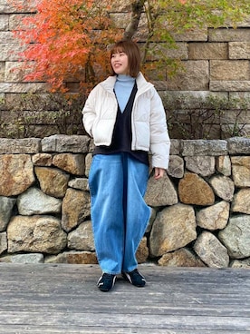 「寒い」｜「アイテム（ダウンジャケット/コート）」を使った、wakaさん（レディース・158cm）の冬コーディネート