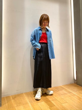 「イチ推しデニムコーデ」｜「アイテム（Tシャツ/カットソー）」を使った、wakaさん（レディース・158cm）の秋コーディネート