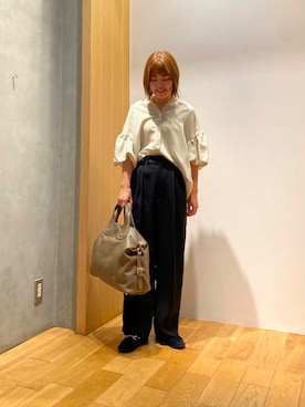 「URBAN RESEARCH（アーバンリサーチ）のレザーボストンバッグ（ボストンバッグ）」を使った、wakaさん（レディース・158cm）の秋コーディネート