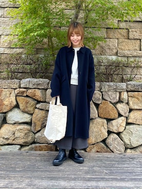 「アイテム（ステンカラーコート）」を使った、wakaさん（レディース・158cm）の秋コーディネート