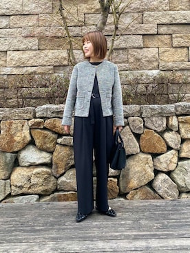 「URBAN RESEARCH（アーバンリサーチ）のアイテム（ノーカラージャケット）」を使った、wakaさん（レディース・158cm）の冬コーディネート