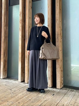 「URBAN RESEARCH（アーバンリサーチ）のレザーボストンバッグ（ボストンバッグ）」を使った、wakaさん（レディース・158cm）の冬コーディネート