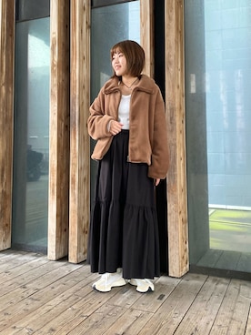 「New Balance」｜「アイテム（その他アウター）」を使った、wakaさん（レディース・158cm）の冬コーディネート