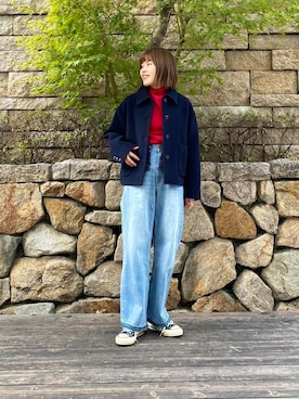 「冬の差し色コーデ」｜wakaさん（レディース・158cm）の冬コーディネート