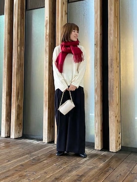 「冬の差し色コーデ」｜wakaさん（レディース・158cm）の冬コーディネート