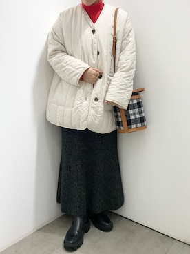 「SENSE OF PLACE by URBAN RESEARCH（センスオブプレイスバイアーバンリサーチ）のアイテム（ブーツ）」を使った、Hitomさん（レディース・158cm）の冬コーディネート