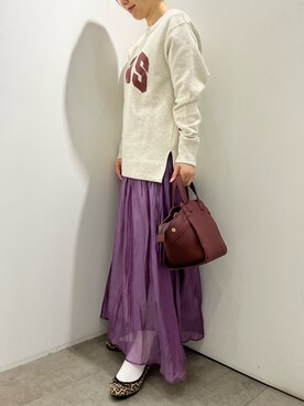 「スエット」｜「アイテム（バレエシューズ）」を使った、Hitomさん（レディース・158cm）の冬コーディネート