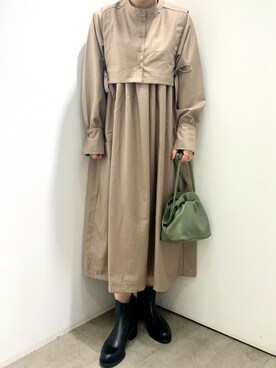 「ベスト×ワンピース」｜Hitomさん（レディース・158cm）の秋コーディネート