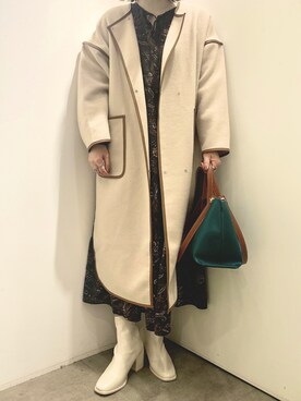 「パイピングコート」｜「アイテム（ワンピース/ドレス）」を使った、Hitomさん（レディース・158cm）の秋コーディネート