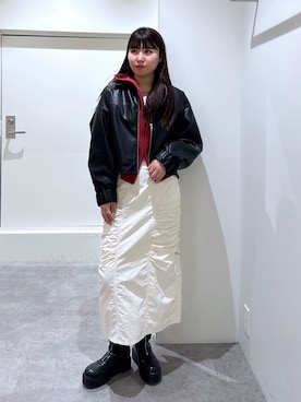 「冬」｜「アイテム（ブルゾン）」を使った、tomoさん（レディース・161cm）の春コーディネート