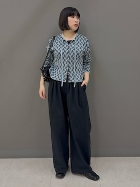 「アイテム（カーディガン/ボレロ、ブルー系）」を使った、まこぴさん（レディース・161cm）の秋コーディネート