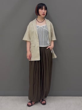 「KBF（ケイビーエフ）のアイテム（ジャケット/アウター）」を使った、まこぴさん（レディース・161cm）の夏コーディネート
