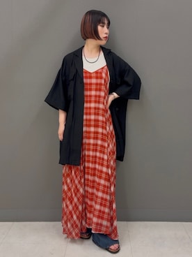 「KBF（ケイビーエフ）のアイテム（パンツ）」を使った、まこぴさん（レディース・161cm）の夏コーディネート