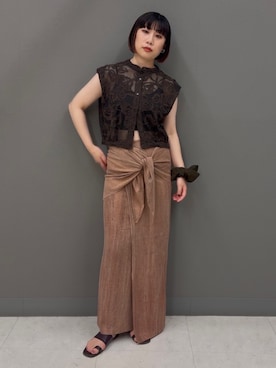 「KBF（ケイビーエフ）のSiltrata　Multi set one-piece（ワンピース、ブラウン系）」を使った、まこぴさん（レディース・161cm）の夏コーディネート