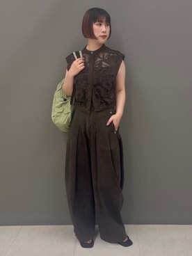 「KBF（ケイビーエフ）のアイテム（パンツ）」を使った、まこぴさん（レディース・161cm）の夏コーディネート