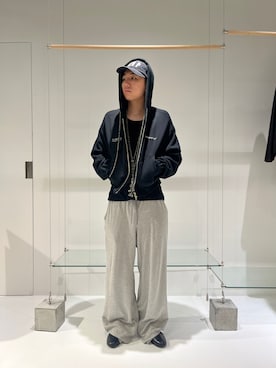 「SHINYAKOZUKA（シンヤコヅカ）のSHINYA KOZUKA/シンヤコズカ/ORDINARY OLD STYLE ZIP HOODIE（パーカー、ブラック系）」を使った、gdn_taiyoさん（メンズ・174cm）の夏コーディネート