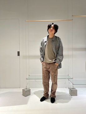 「ANCELLM（アンセルム）のアイテム（シャツ/ブラウス、グレー系）」を使った、gdn_taiyoさん（メンズ・174cm）の夏コーディネート