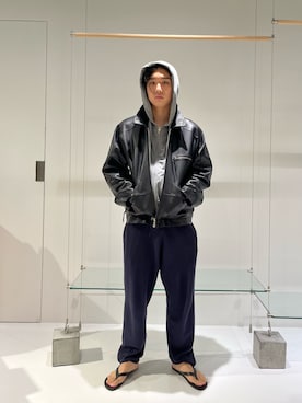「SHINYAKOZUKA（シンヤコヅカ）のSHINYA KOZUKA/シンヤコズカ/ORDINARY OLD STYLE ZIP HOODIE（パーカー、グレー系）」を使った、gdn_taiyoさん（メンズ・174cm）の夏コーディネート