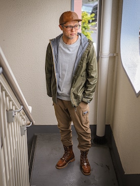 「アイテム（ナイロンジャケット）」を使った、KOHEI さん（メンズ・180cm）の春コーディネート