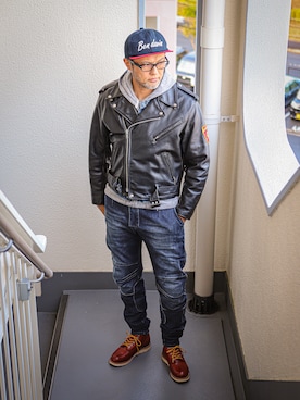 「schott(ショット)のアイテム」を使った、KOHEI さん(メンズ・180cm)の冬コーディネート