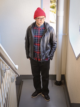 「TOMMY HILFIGER（トミーヒルフィガー）のTOMMY HILFIGER ダブルポケットチェックシャツ size:XXL（シャツ/ブラウス、レッド系）」を使った、KOHEI さん（メンズ・180cm）の春コーディネート