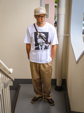 「sproutsyのsproutsy スナップバックキャップ size:56-59cm（キャップ、ベージュ系）」を使った、KOHEI さん（メンズ・180cm）の秋コーディネート