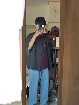 「GU（ジーユー）のアイテム（デニムパンツ、ブルー系）」を使った、kosei535489さん（メンズ・178cm）の春コーディネート