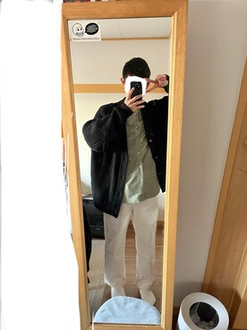 「GU（ジーユー）のアイテム（シャツ/ブラウス、グリーン系）」を使った、kosei535489さん（メンズ・178cm）の春コーディネート