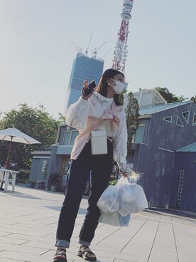 「UNIQLO（ユニクロ）のアイテム（ショルダーバッグ、ホワイト系）」を使った、ぱちさん（レディース・170cm）の秋コーディネート