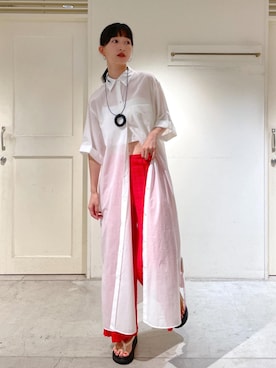 「アイテム（シャツワンピース）」を使った、fukaさん（レディース・165cm・30代）の夏コーディネート