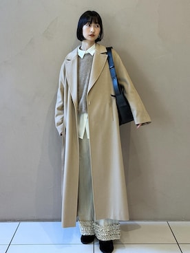 「アイテム（トートバッグ、ブラック系）」を使った、fukaさん（レディース・165cm）の冬コーディネート