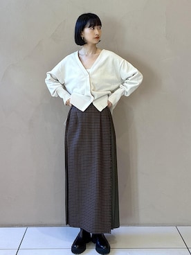 「アイテム（カーディガン/ボレロ）」を使った、fukaさん（レディース・165cm・30代）の冬コーディネート