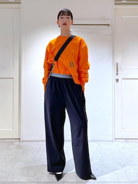 「Americana」｜「アイテム（スラックス）」を使った、fukaさん（レディース・165cm）の秋コーディネート