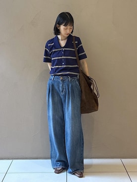 「半袖」｜fukaさん（レディース・165cm）の春コーディネート